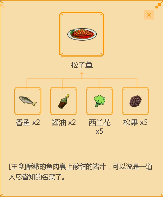 《小森生活》松子鱼食谱配方