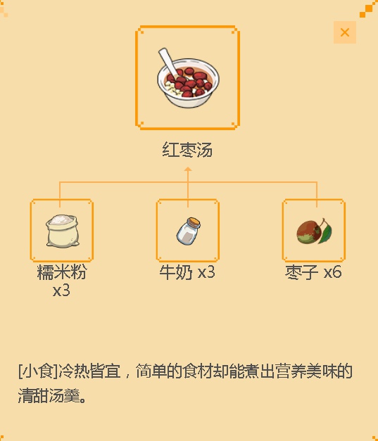 《小森生活》红枣汤食谱配方