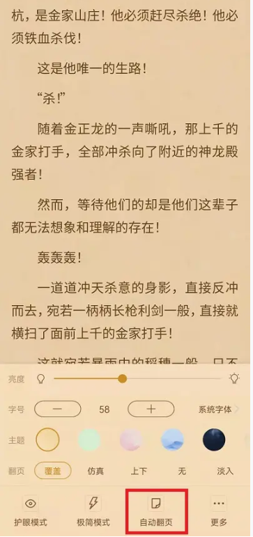 《书旗小说》怎样自动翻页阅读